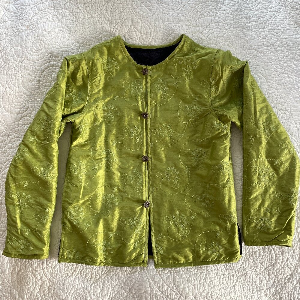 Coldwater Creek Reversible Jacket Women’s Size M Velvet Beaded Embroidered Silk